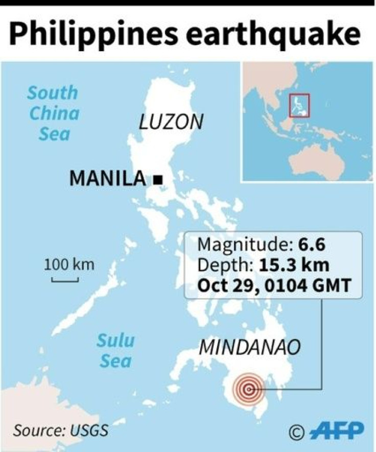 Map locating the 6.6 magnitude earthquake in the southern Philippines