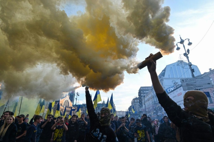 Ukrainian nationalists have staged a series of protests against President Volodymyr Zelensky's peace process with Moscow-backed separatists