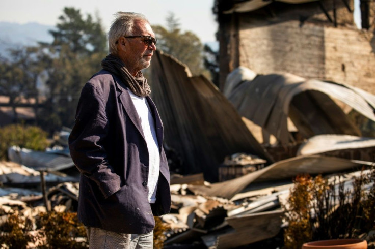 Wade Hoefer, 71, artist-in-residence at the Soda Rock Winery, surveys the remains of his studio destroyed by the Kincade Fire