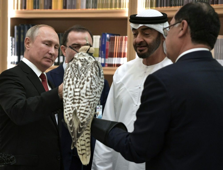 Russia's Vladimir Putin recently gifted a gyrfalcon to Emirati Crown Prince Mohammed bin Zayed Al-Nahyan, shown here, as well as Saudi King Salman