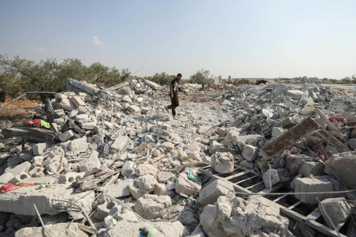 Ruins near the northwestern Syrian village of Barisha after a US helicopter-borne assault that ended in the death of the leader of Islamic State, Abu Bakr al-Baghdadi