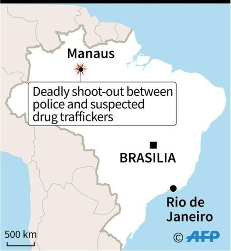 Map of Brazil locating Manaus, site of deadly shoot-out between police and suspected drug traffickers