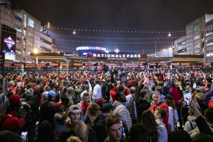 Washington Nationals pour onto the streets outside Nationals Park to celebrate their team's World Series victory