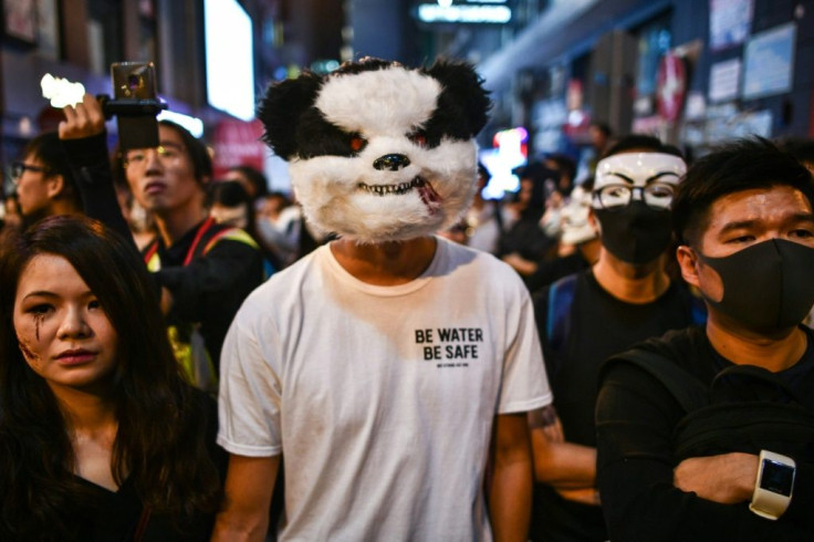 Protesters faced off against police in the Lan Kwai Fong area