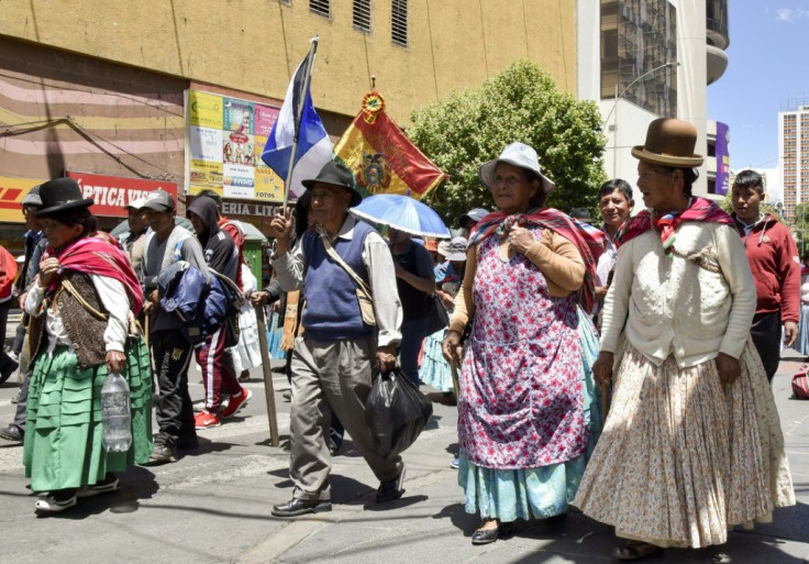 Members of President Evo Morale's Movimiento Al Socialismo (MAS) party marched in La Paz to show their support for the leftist leader