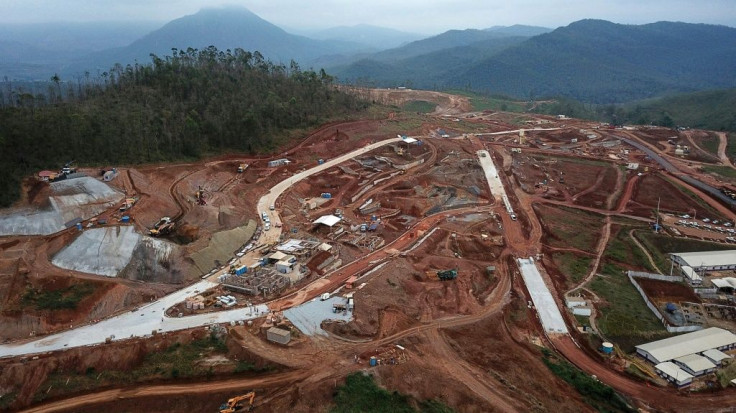 Aerial view of construction work in Lavoura, 10 km from Bento Rodrigues, Minas Gerais state, Brazil, on October 21, 2019, where 225 families will resettle after the collapse of the Fundao dam four years ago
