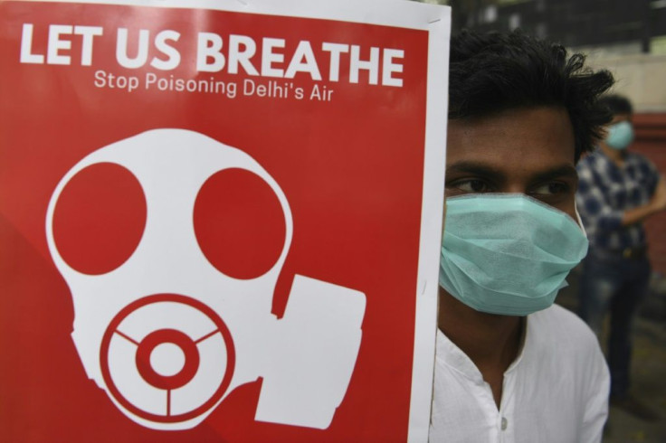 Participants wore face masks at a rally against air pollution in New Delhi