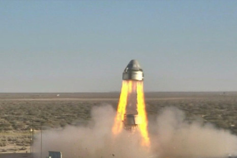 This NASA handout photo shows Boeingâs Starliner lift off a launch pad in a sucessful test of its emergency abort system