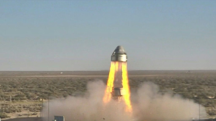 This NASA handout photo shows Boeingâs Starliner lift off a launch pad in a sucessful test of its emergency abort system