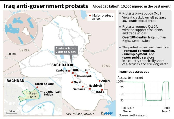 Map and factfile on deadly protests in Iraq since October 1.