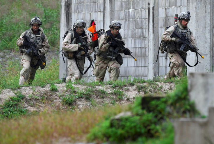 US soldiers participating in a drill with South Korean troops near Pocheon in 2017