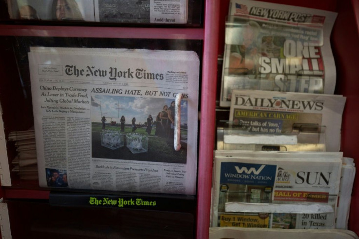 The New York Times said it gained subscribers in the past quarter but that ad revenues declined, denting profits