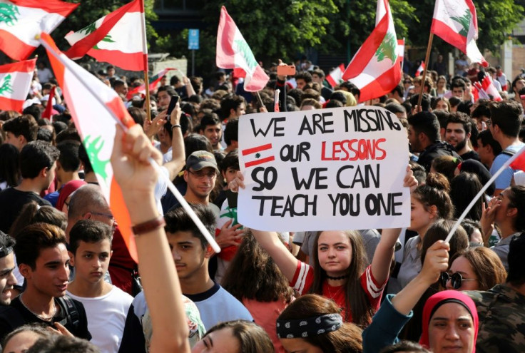 Students and schoolchildren have joined the mass protests in Lebanese cities demanding better public education and more job opportunities for school leavers