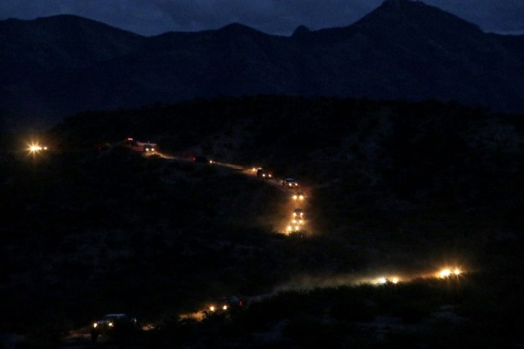 Members of the Mormon community Lebaron arrive in a convoy from the United States to the municipality of Bavispe, in the Sonora mountain range, Mexico, on November 6, 2019