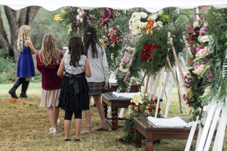 Girls attend the wake of Dawna Ray Langford and two of her children, who were among nine victims killed in an attack authorities have blamed on a drug cartel, at La Mora Ranch in Sonora State, Mexico, on November 7, 2019
