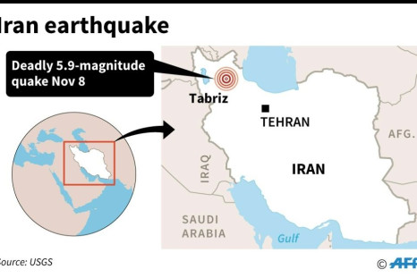 Map locating the town of Tabriz in Iran's East Azerbaijan Province near where a shallow 5.9-magnitude earthquake struck early Friday
