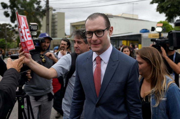 Cristiano Zanin, lawyer of former Brazilian President Luiz Inacio Lula da Silva, arrives at the police headquarters where the ex-president is in prison, after the Supreme Court issued a ruling that could see Lula freed