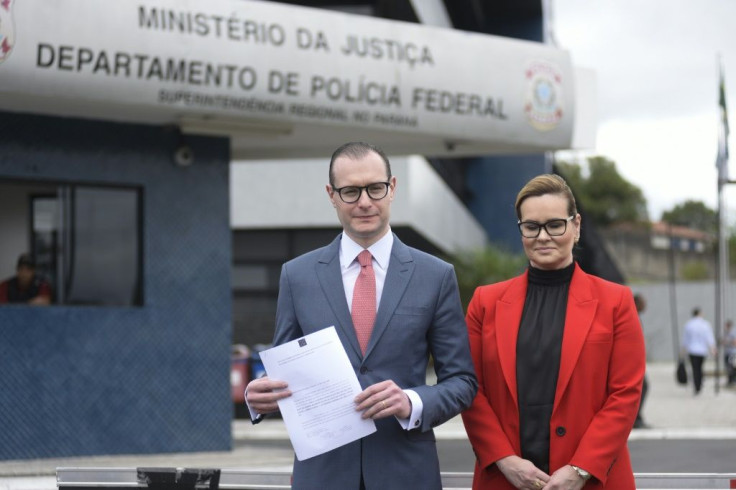 Cristiano Zanin (L) and Valeska Teixeira Zanin Martins, lawyers for Luiz Inacio Lula da Silva, have filed a petition for the former Brazilian president's release