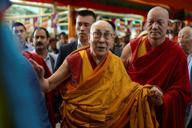 The Dalai Lama arrives for prayers wishing him a long life at the Tsuglagkhang temple in McLeod Ganj, India in September 2019 -- the US wants the UN to look at the issue of who will succeed him