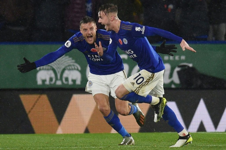 Flying Foxes: Jamie Vardy (left) and James Maddison (right) scored in Leicester's 2-0 win over Arsenal
