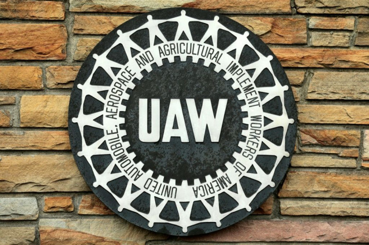 The United Auto Workers sign is pictured on Solidarity House in Detroit, Michigan last month