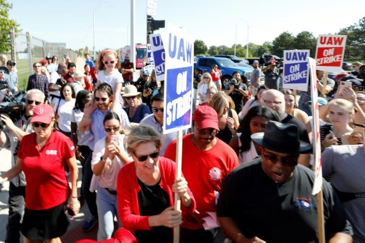 US Senator Elizabeth Warren of Massachusetts was one of several leading Democratic presidential candidates to join General Motors on the picket line during a 40-day strike