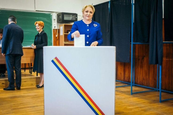 Former prime minister and presidential candidate Viorica Dancila casts her ballot