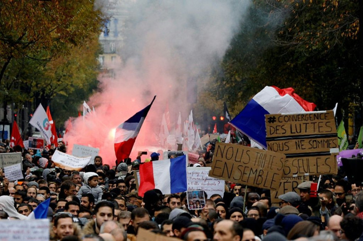 Several thousand people turned out for the march in Paris