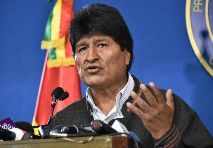 A photo released by the Bolivian presidency shows Evo Morales speaking on November 9, 2019, the day before his resignation