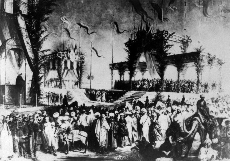 An archive photo from 1869 shows the lavish inauguration ceremony for the Suez Canal, even attended by Empress Eugenie, wife of Napoleon III