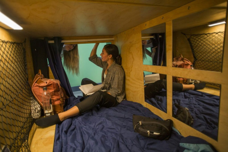 Each capsule contains a single bed, a bar for hanging clothes, a few compartments for storing shoes and other items, and an air vent