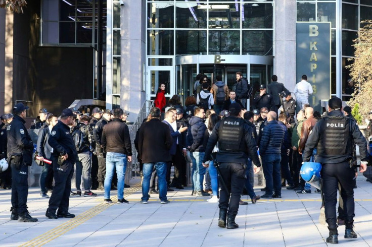 Police did not allow supporters to read a statement outside the courthouse