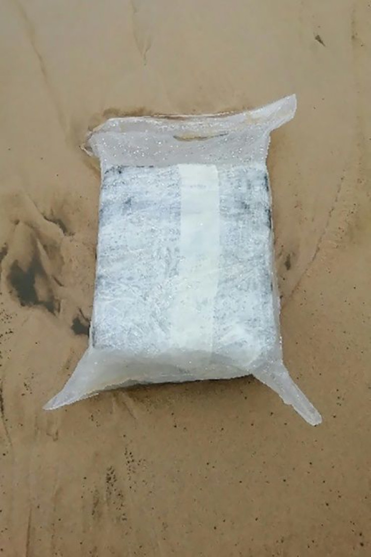 One of the packages thought to contain cocaine at the Plage du Gressier beach in Le Porge, southwestern France, on November 11, 2019.