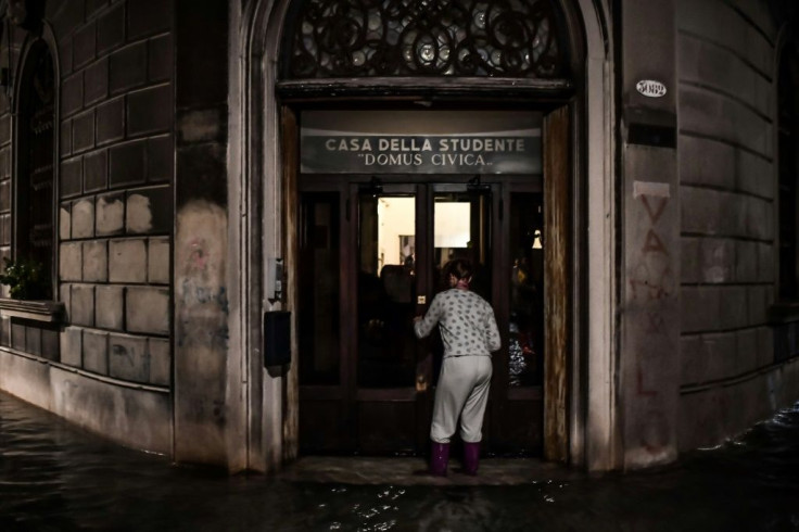 A street floods in Venice on November 12