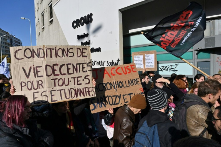 Hundreds of students demonstrated in Lyon, Paris and Lille over the struggling student's desperate act