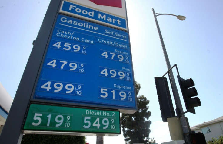 Gasoline prices on display in Los Angeles in October