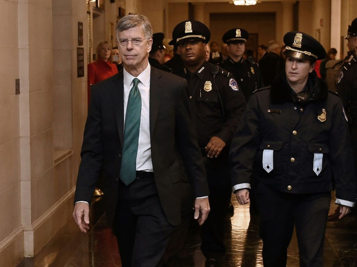 William Taylor, the top diplomat in the US embassy in Ukraine, arrives to testify at the impeachment hearings into President Donald Trump