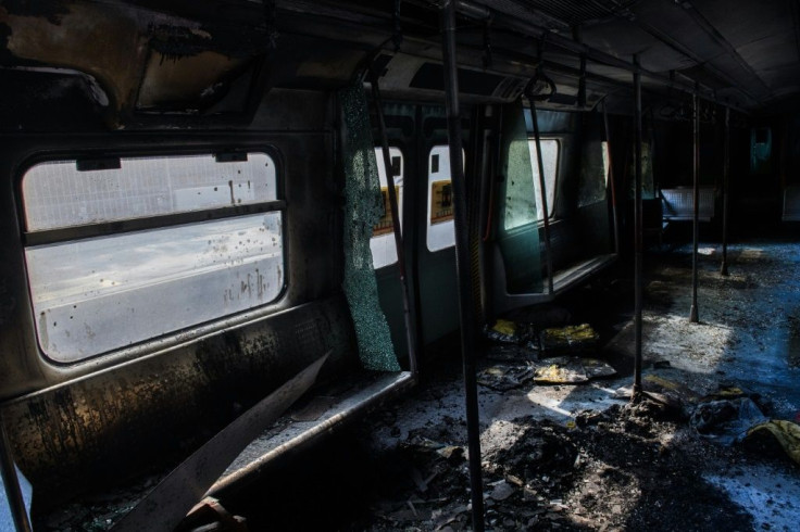 The protests severely disrupted public transport, with one metro carriage gutted by fire
