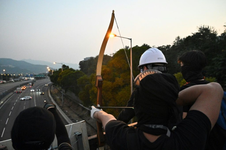 Hong Kong's democracy protesters are combining new tactics with medieval tech as they battle police