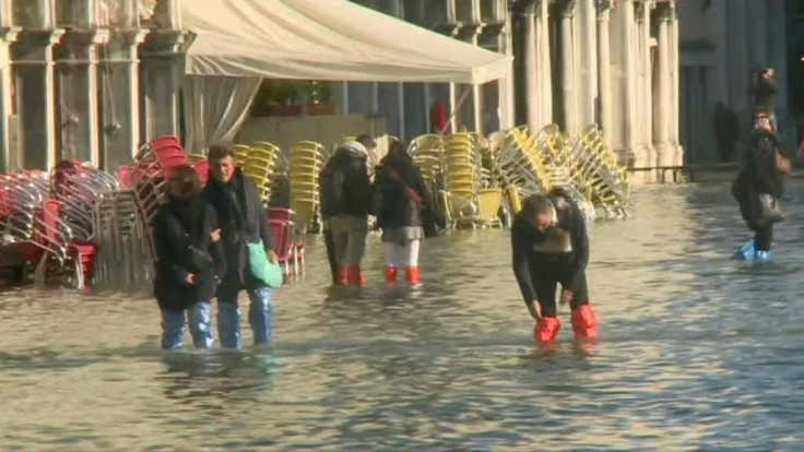 Floodwaters continue to cover Venice's San Marco Square after Tuesday's exceptional high tide