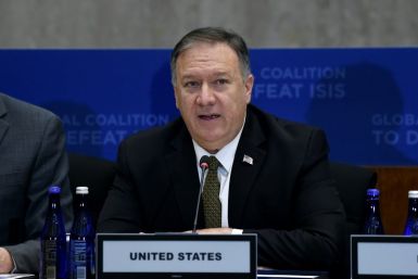 Secretary of State Mike Pompeo vows that the United States will keep fighting the Islamic State group as he meets coalition allies in Washington