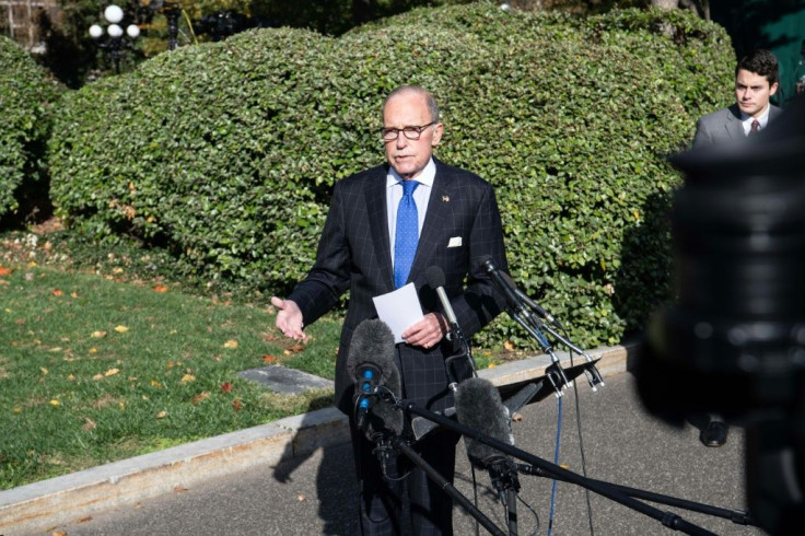 Kudlow speaks to reporters at the White House in November 2019