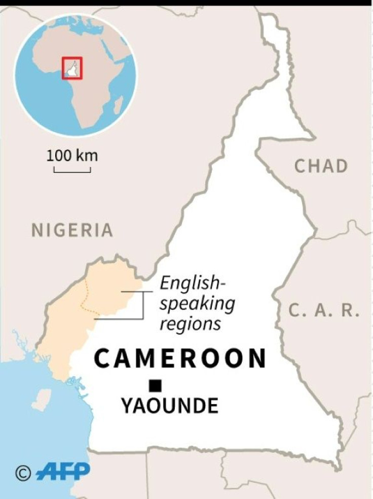 Map of Cameroon locating English-speaking regions