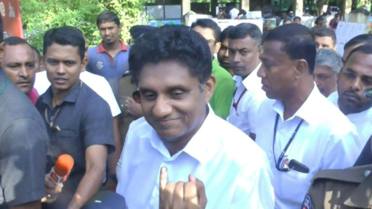 Sri Lankan presidential candidate Sajith Premadasa, the Deputy leader of the ruling United National Party (UNP) and New Democratic Front, casts his vote.