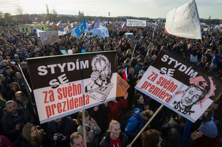 Demonstrators on Saturday  protested against Babis