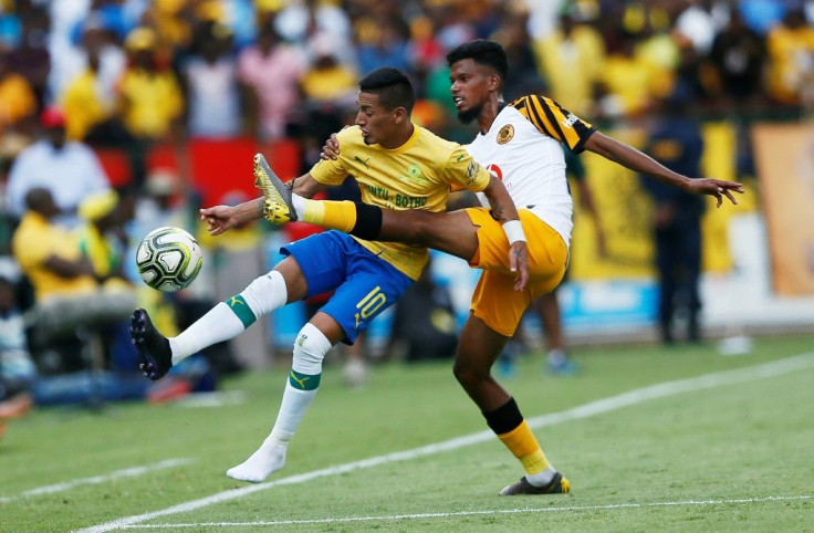 Uruguayan midfielder Gaston Sirino (L) of Mamelodi Sundowns is among the South Americans who play in the South African Premiership