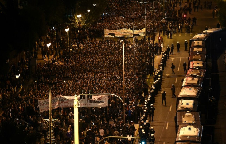 Police said around 20,000 turned out for the Athens march