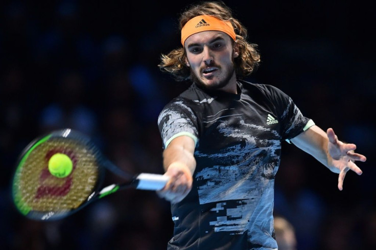 Greece's Stefanos Tsitsipas in action against Austria's Dominic Thiem during the final at the ATP Finals