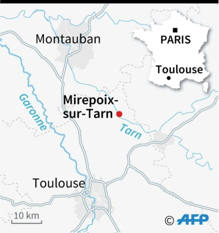 Map locating Mirepoix-sur-Tarn near Toulouse in southern of France where one person was killed Monday when a suspension bridge collapsed and vehicles fell into the Tarn river.