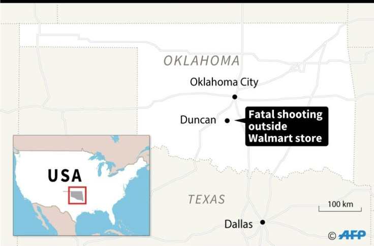 Map locating Duncan in the US state of Oklahoma where a fatal shooting occurred outside a Walmart store Monday.